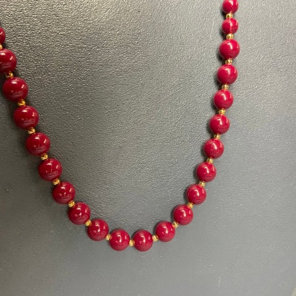 Citation Retro Necklace Round Red Gold Spacers - Picture 3 of 7